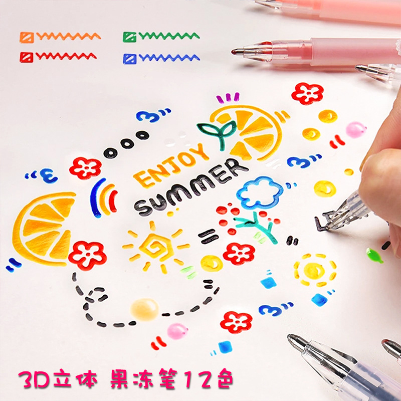Gel Ink Pen Set - 3D Ba Chiều Jelly Màu Bút