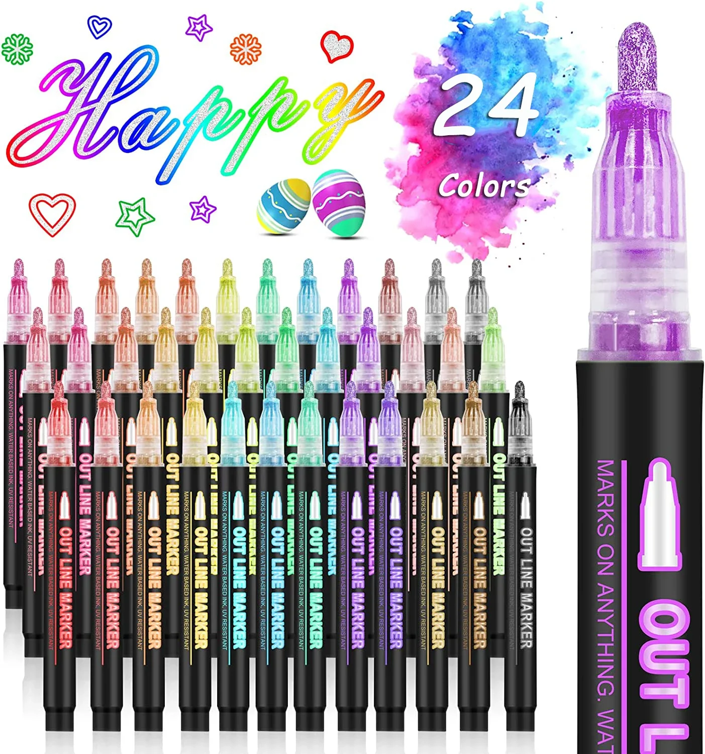 36 Color Double Line Outline A - đánh giá và giá Highlighter Set Pastel