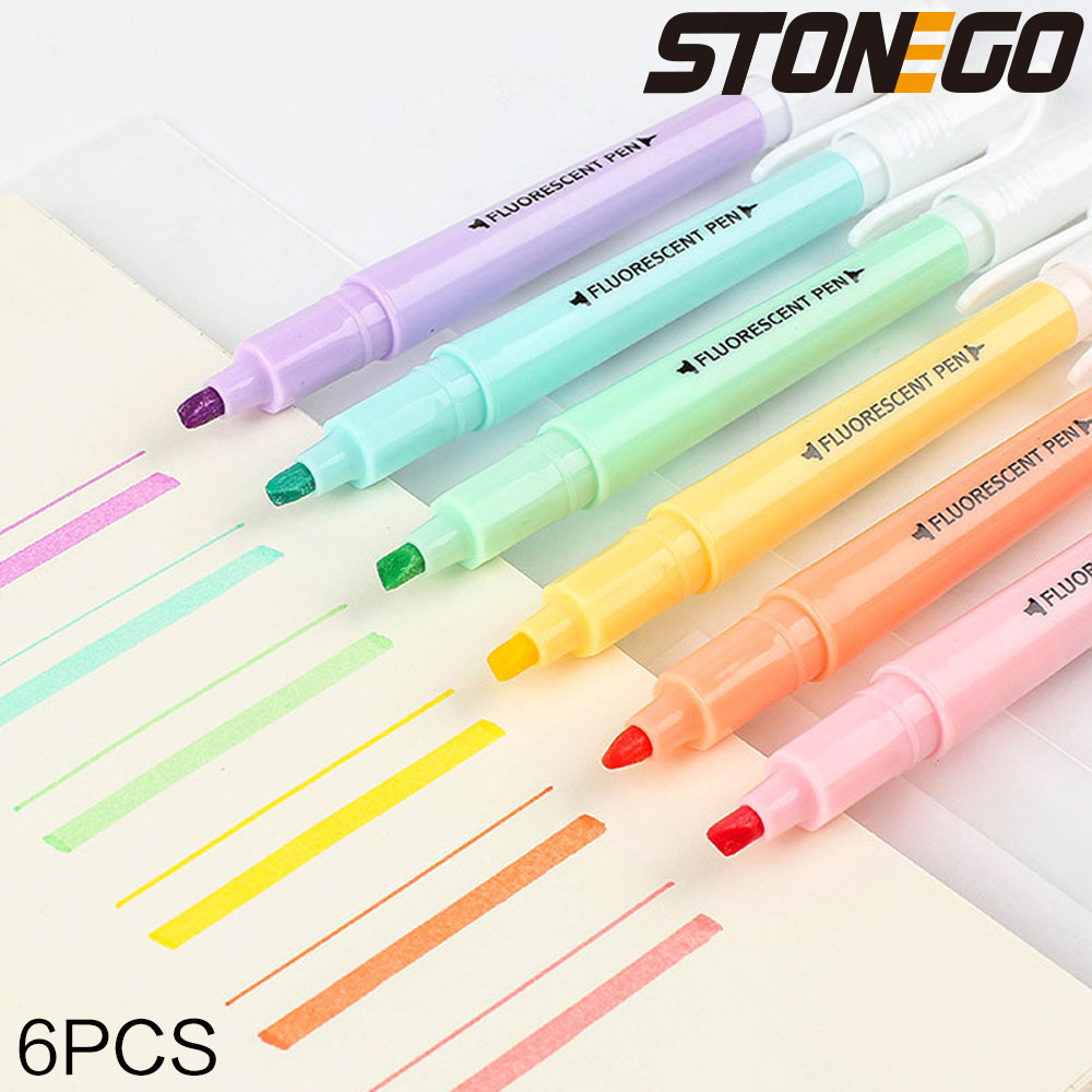 STONEGO 6PCS Dual Tip Highligh - đánh giá và giá Highlighter Set Pastel
