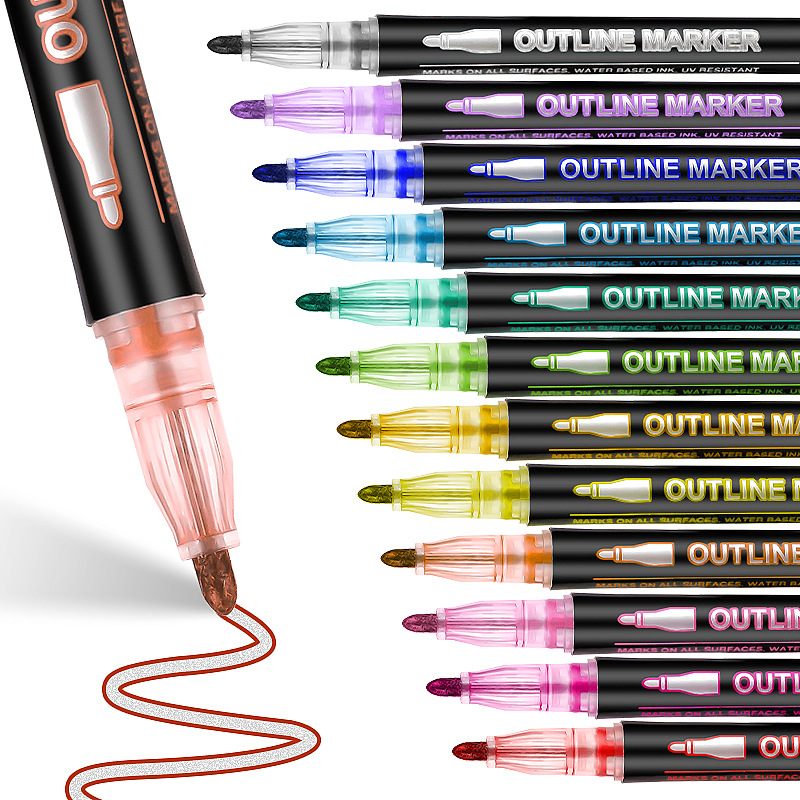 8-60 Color Double Line Outline - đánh giá và giá Highlighter Set Pastel