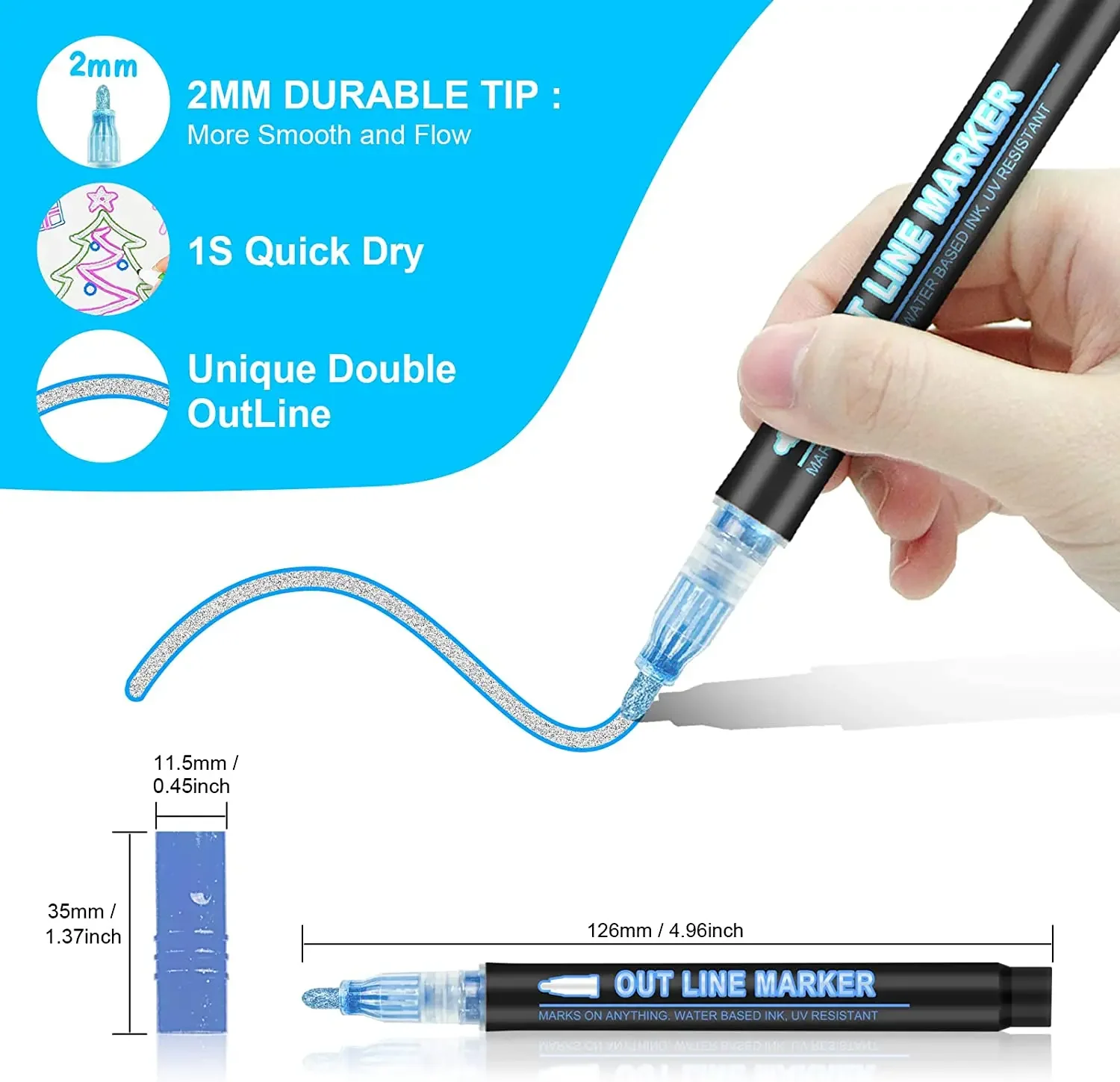 8-60 Color Double Line Outline - đánh giá và giá Highlighter Set Pastel