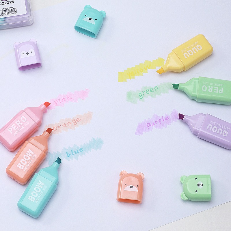 4/6/12 Pcs Kawaii Bear Highlig - đánh giá và giá Highlighter Set Pastel