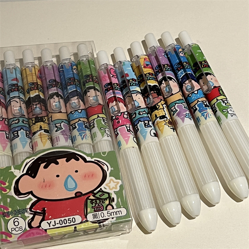 6pcs Crayon Shin-chan Student  - đánh giá và giá Gel Ink Pen Set