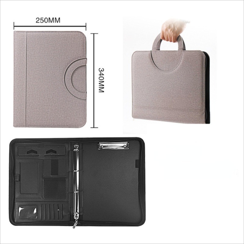 1Pc A4 PU Leather Zipper File  - đánh giá và giá Portfolio Folder Zip
