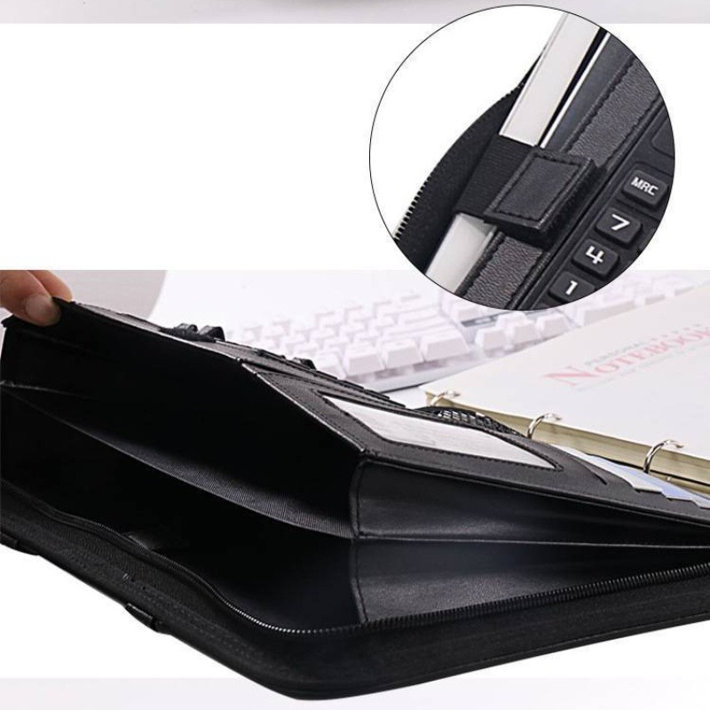 1Pc A4 PU Leather Zipper File  - đánh giá và giá Portfolio Folder Zip