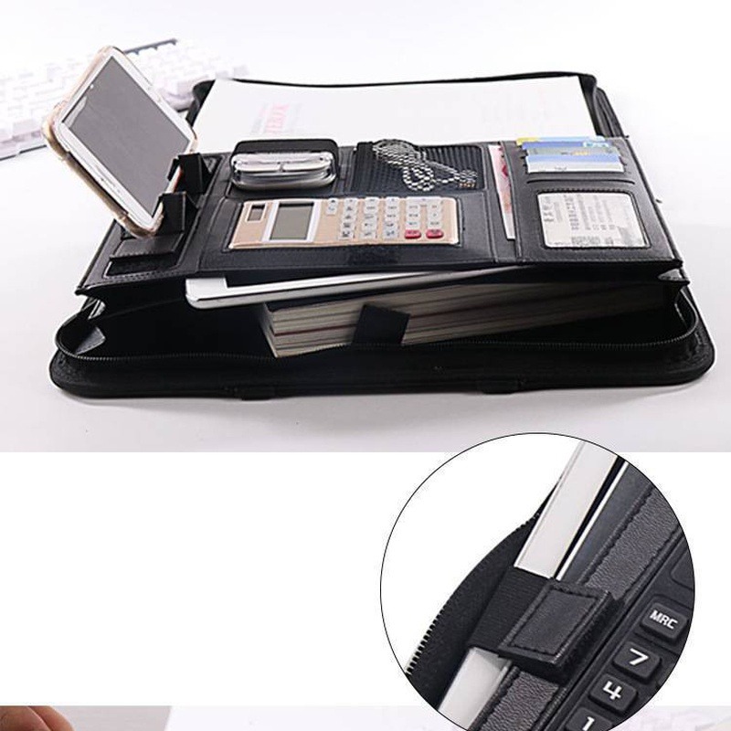 1Pc A4 PU Leather Zipper File  - đánh giá và giá Portfolio Folder Zip