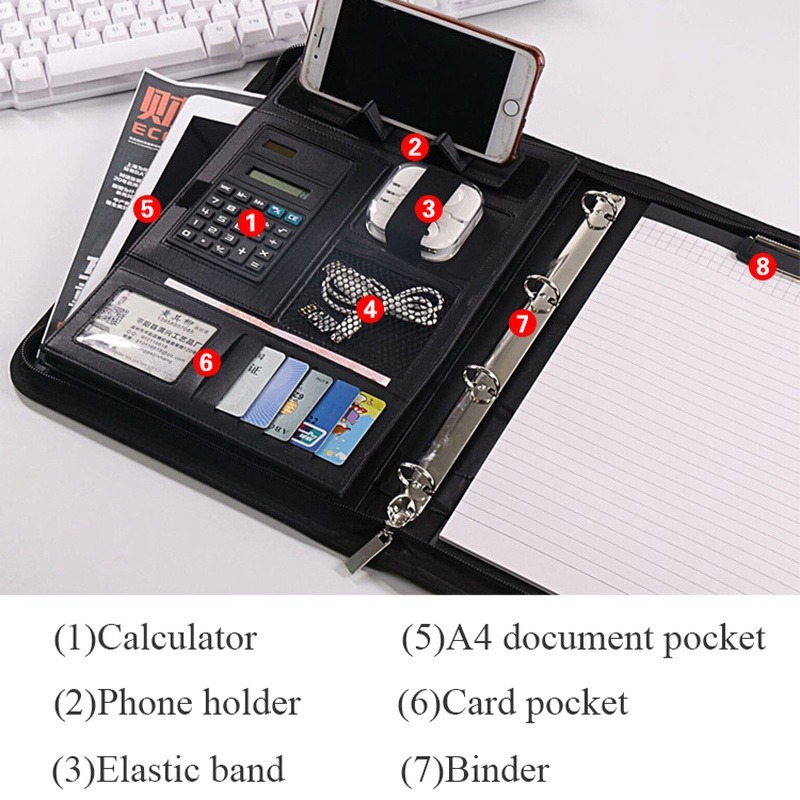 1Pc A4 PU Leather Zipper File  - đánh giá và giá Portfolio Folder Zip